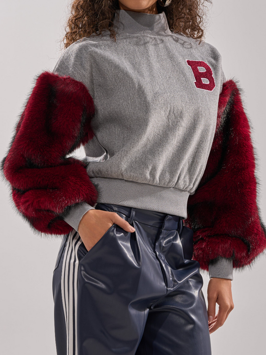 Faux Fur Sleeve Sweat