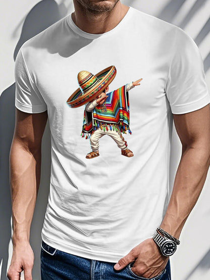 Casual Cotton Tees T-Shirt with Mexican Sombrero