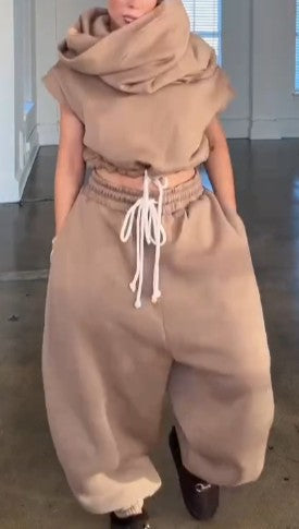 Cloud Teddy Vest Super Jogging Pants 2-Piece Set