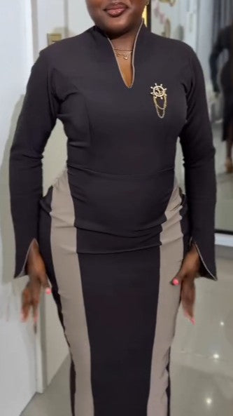 Black Color-blocked Dress