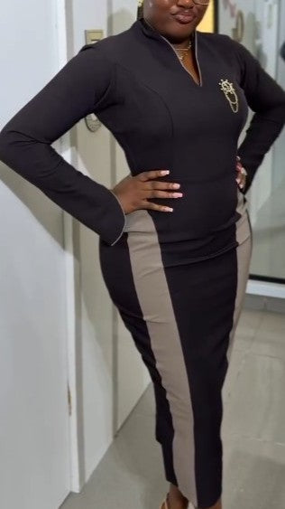 Black Color-blocked Dress