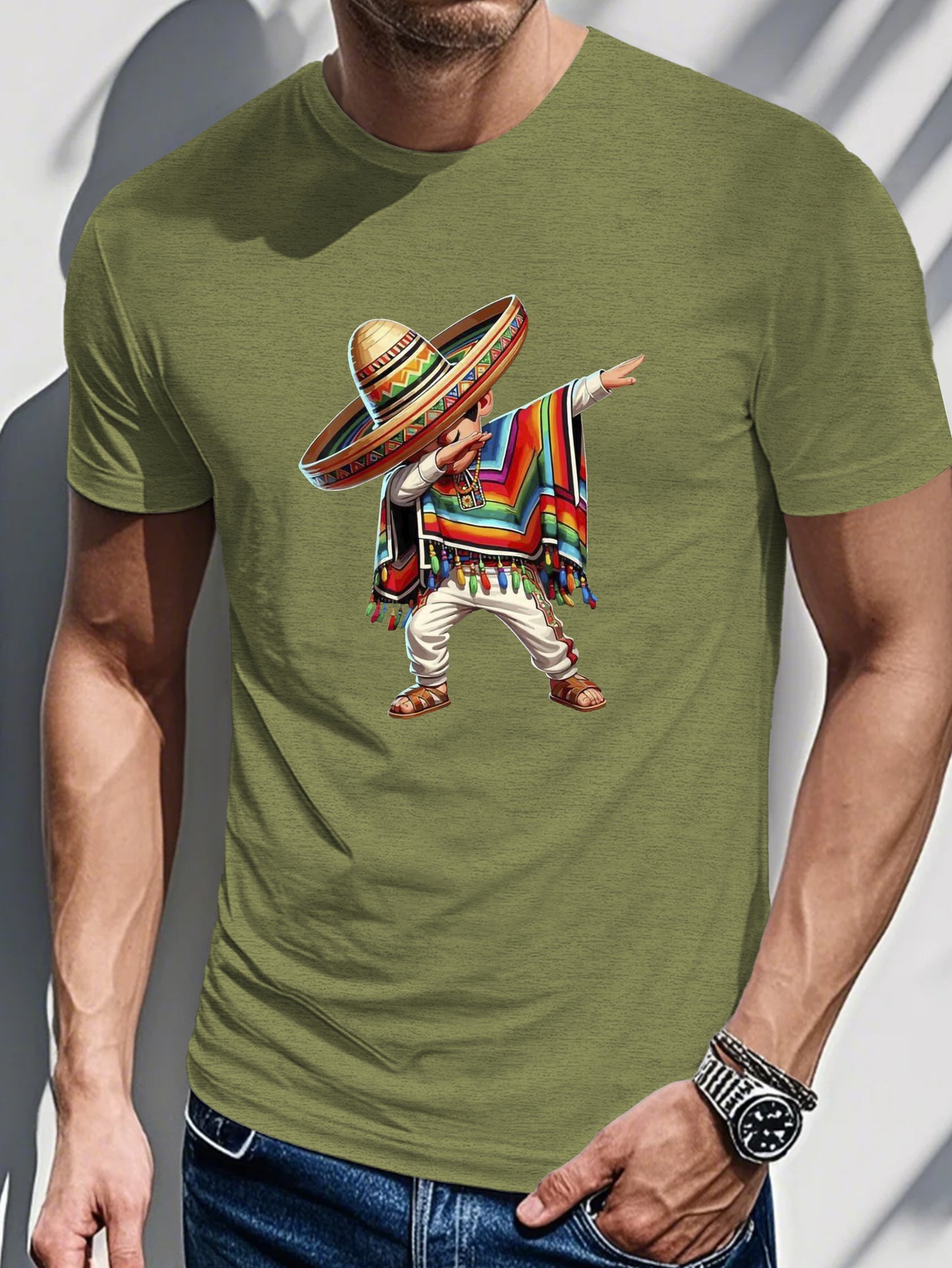 Casual Cotton Tees T-Shirt with Mexican Sombrero