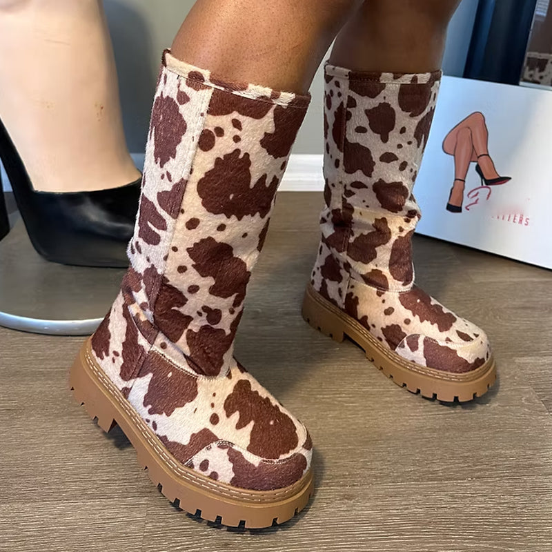 Lightly Furred Thick-soled Boots Snow Boots