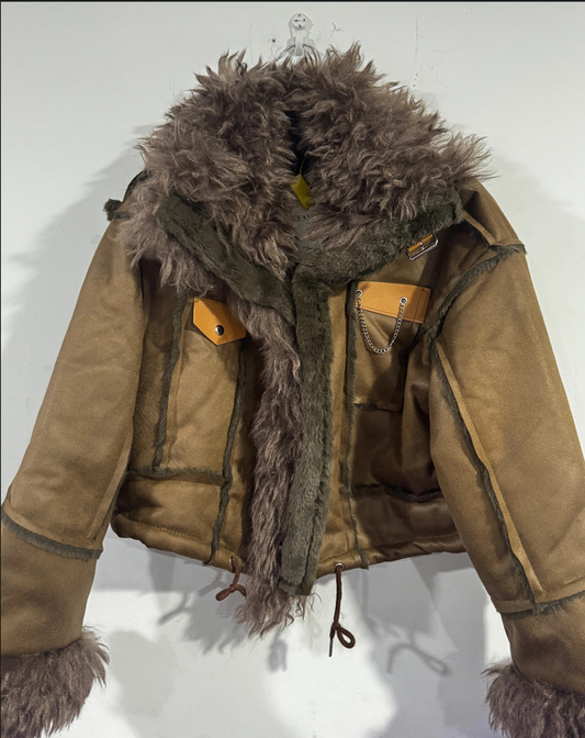 Retro Olive Green Lambskin Coat