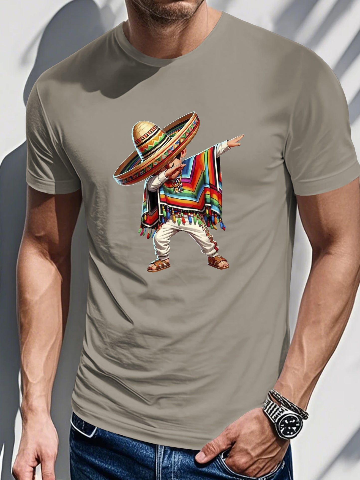 Casual Cotton Tees T-Shirt with Mexican Sombrero