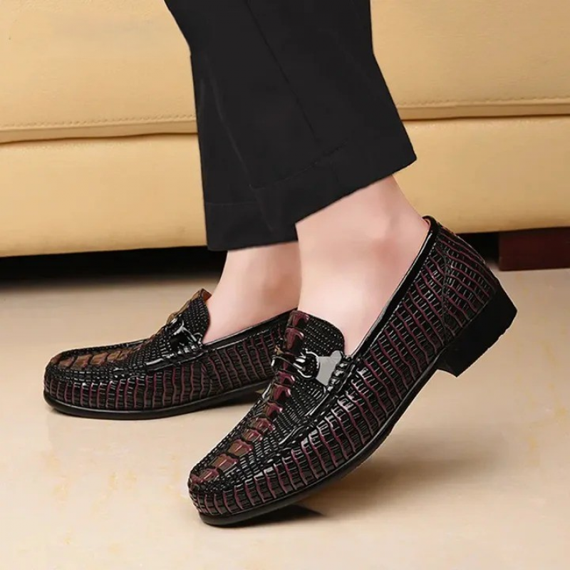 vintageschic Crocodile Print Business Elevating Wedding Shoes | Formal Loafers