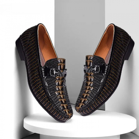 vintageschic Crocodile Print Business Elevating Wedding Shoes | Formal Loafers