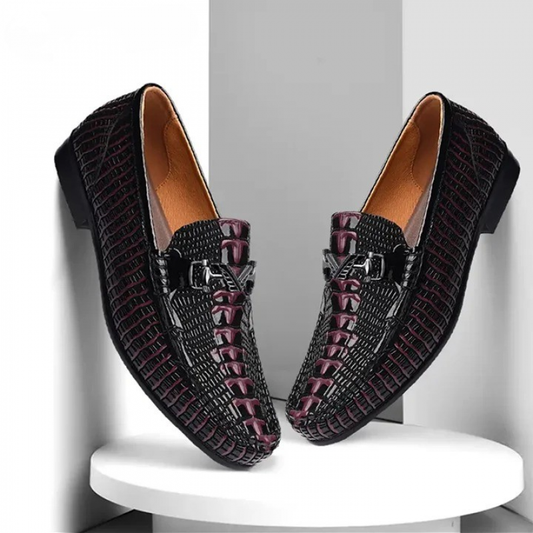 vintageschic Crocodile Print Business Elevating Wedding Shoes | Formal Loafers