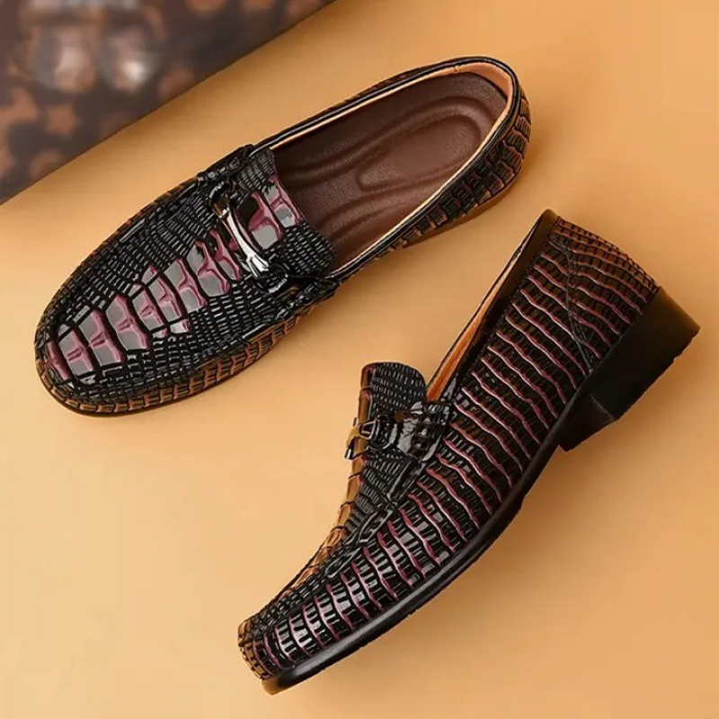 vintageschic Crocodile Print Business Elevating Wedding Shoes | Formal Loafers