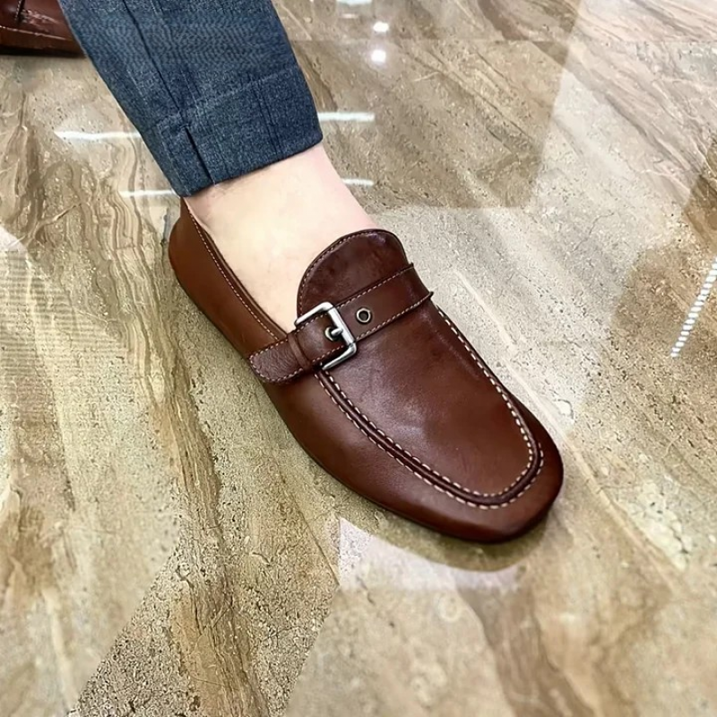 Horsehide Retro Loafers | Casual Leather Shoes