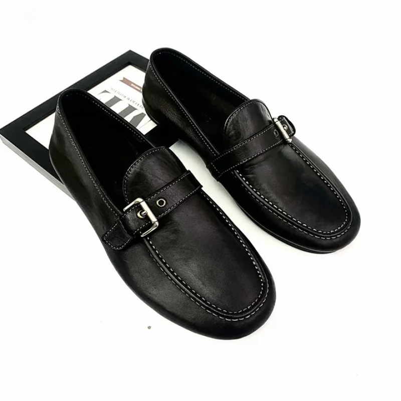 Horsehide Retro Loafers | Casual Leather Shoes