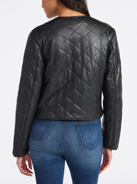 Women's Faux Leather Quilted Jacket