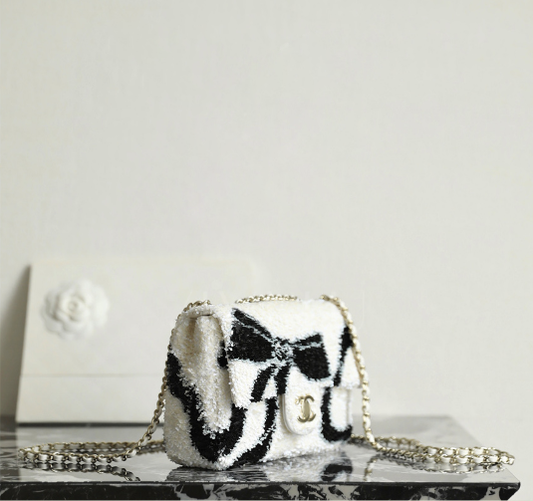 Bow Sequined Flap Bag