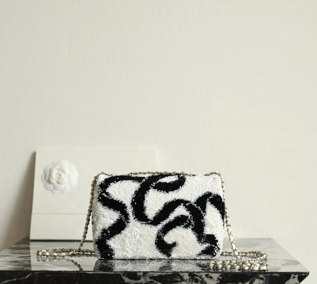 Bow Sequined Flap Bag
