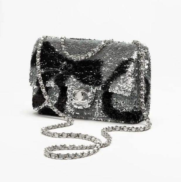 Bow Sequined Flap Bag