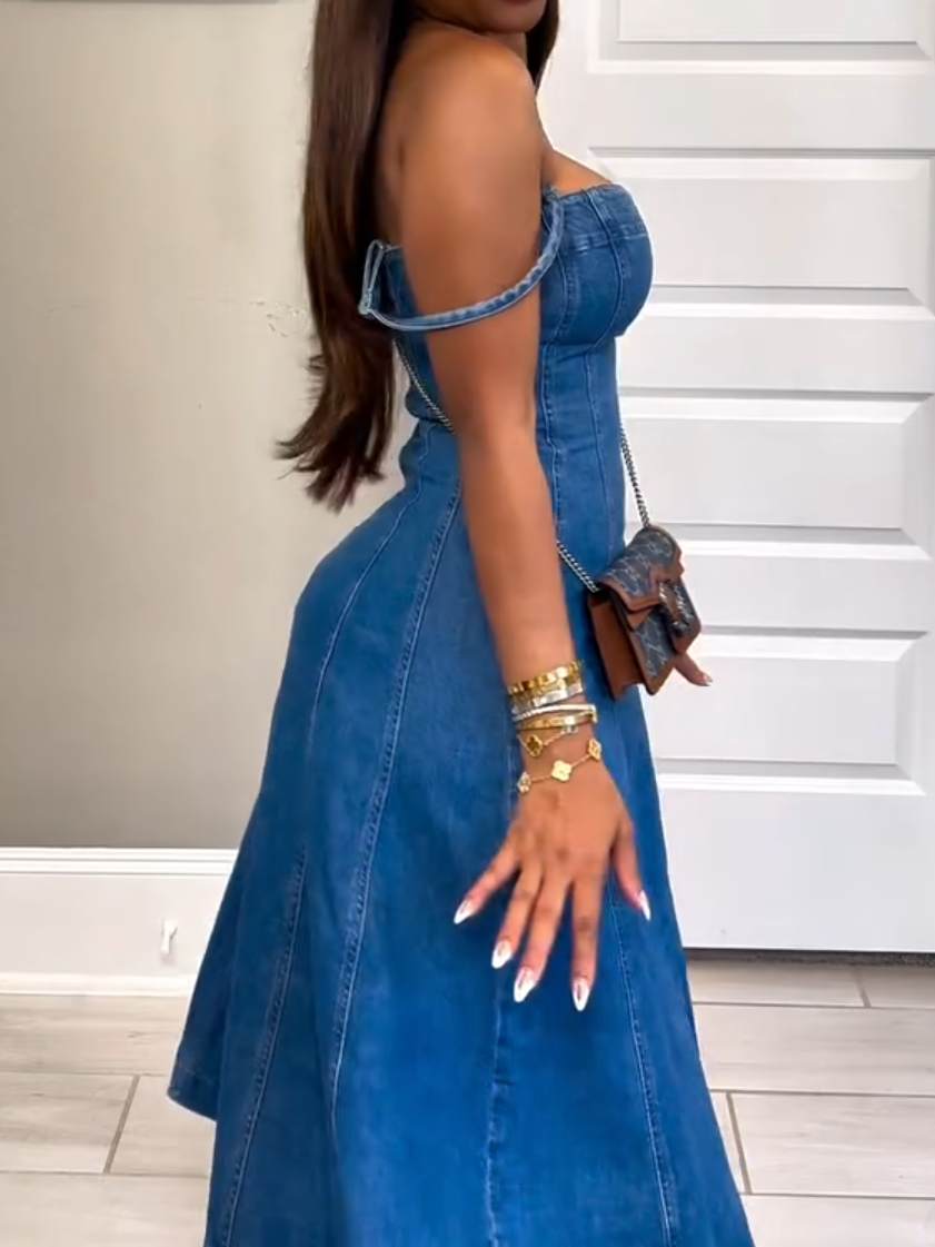 Denim suspender dress