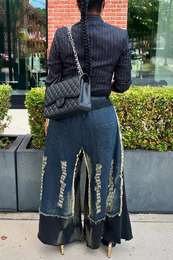 Retro Denim Wide-leg Pants