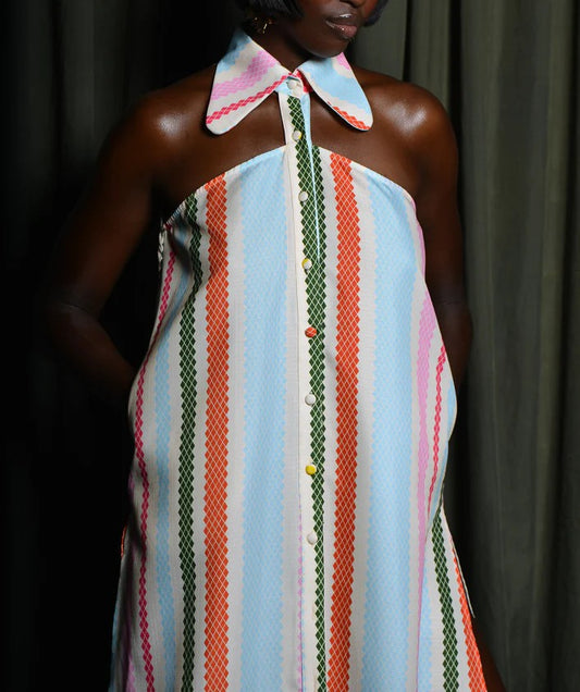 Elegant Shirt Dress Contrasting Color Light Luxury