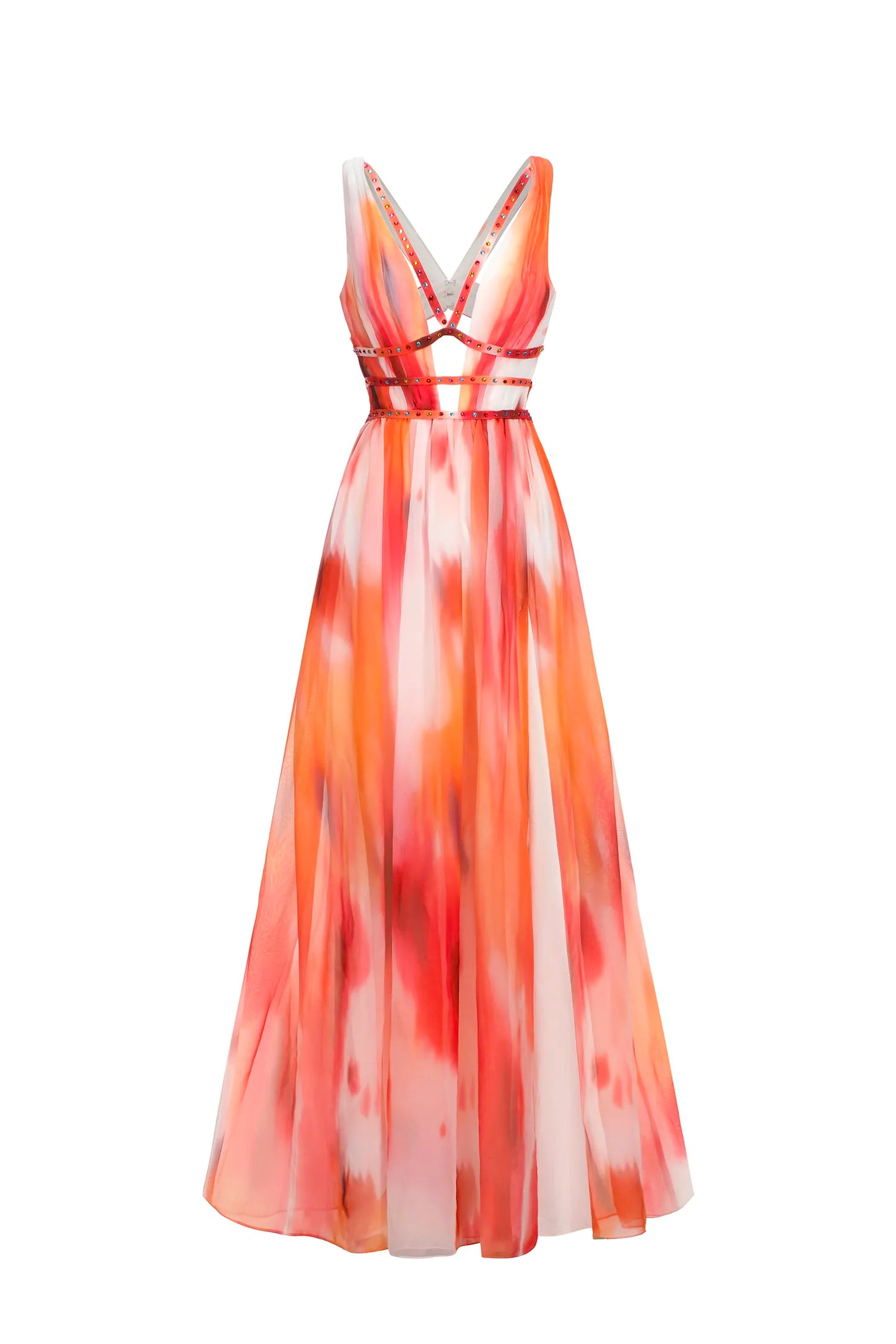 Colorful Figure-Hugging Dress With High Slit