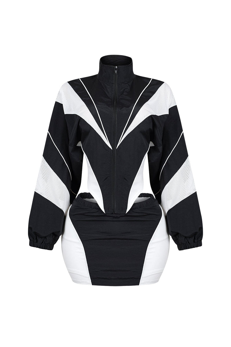 Black And White Splicing Suit Casual Sports Style