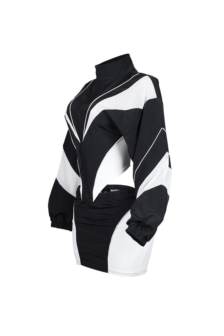 Black And White Splicing Suit Casual Sports Style