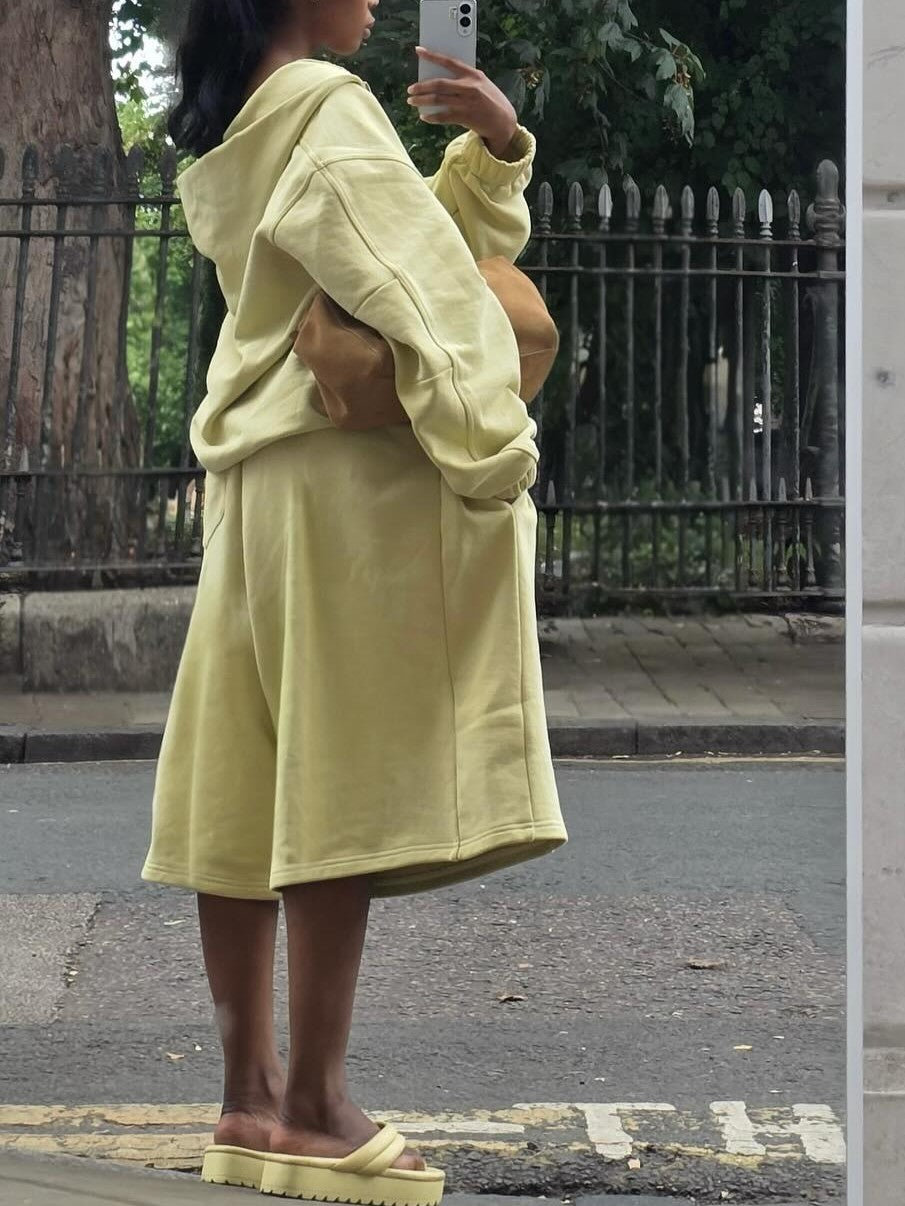 Yellow Loose And Wide Sports Suit
