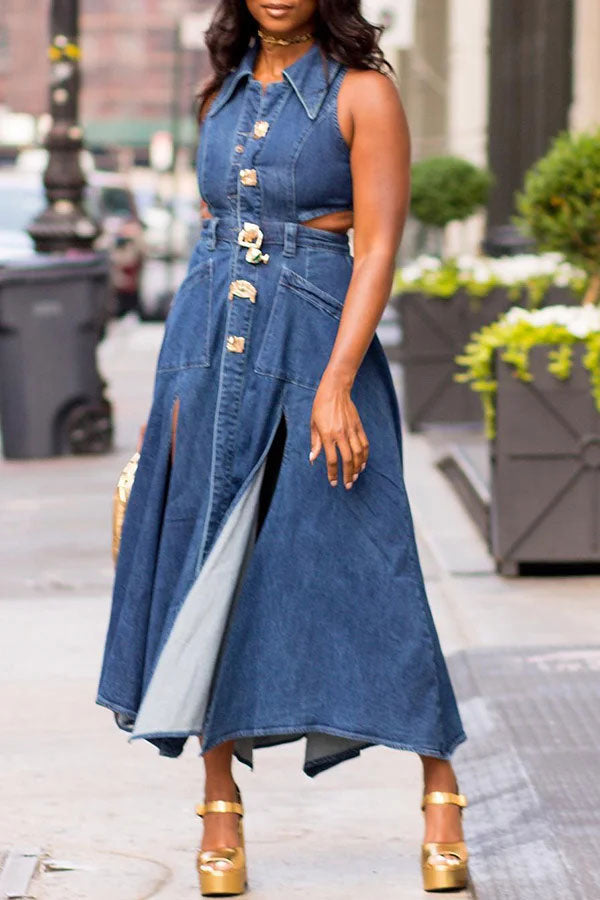 Denim Skirt With Slit Design