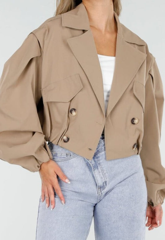 Short Trench Coat With Loose Sleeves