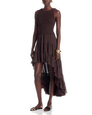 Brown Dress With Irregular Hem