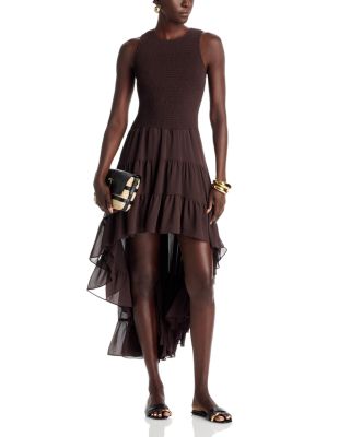 Brown Dress With Irregular Hem