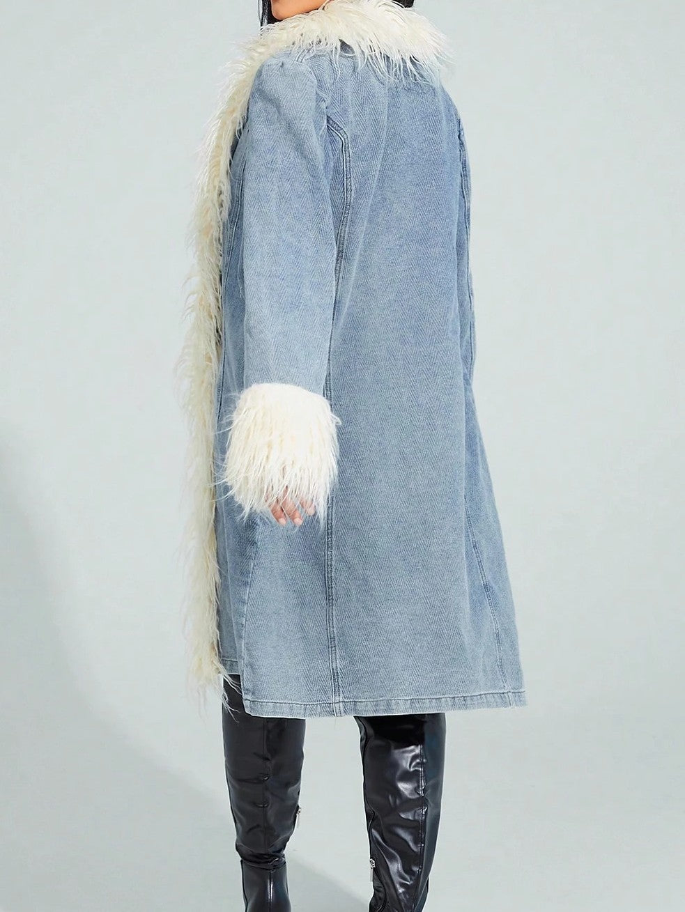 Vintage Furry Trim Denim Jacket