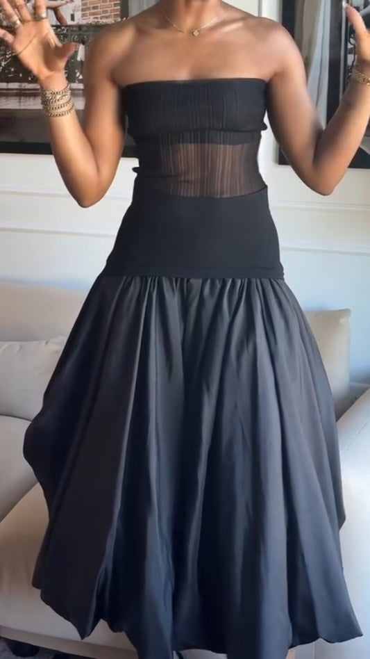 Elegant Spliced Long Skirt With Hollowed-out