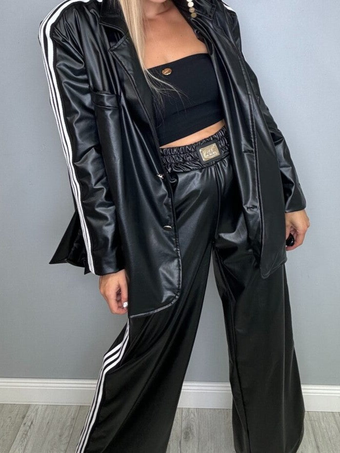 Leather Suit With Sport Stripes