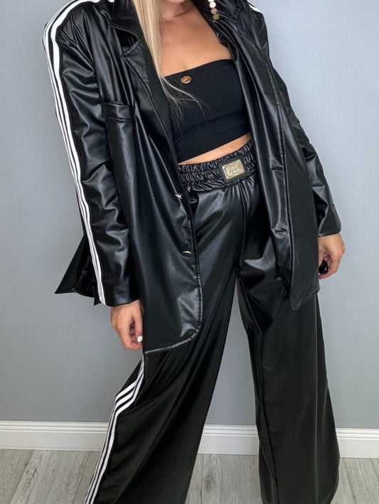 Leather Suit With Sport Stripes
