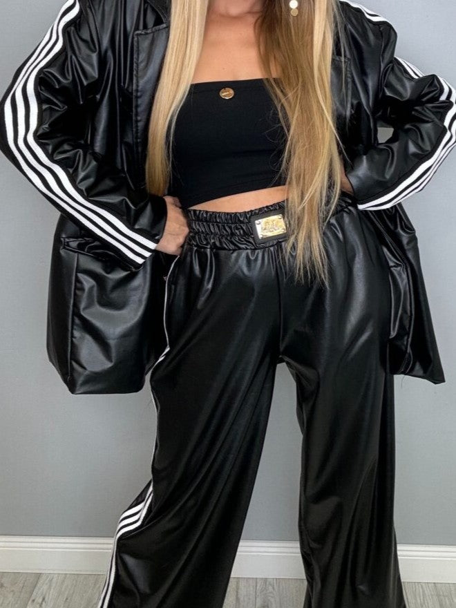 Leather Suit With Sport Stripes
