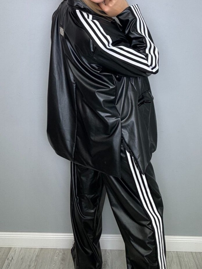 Leather Suit With Sport Stripes