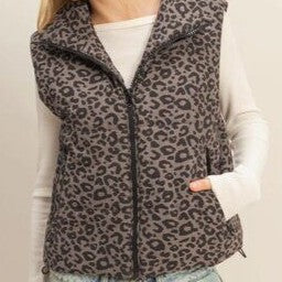 Leopard Print Puffer Vest