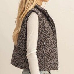 Leopard Print Puffer Vest
