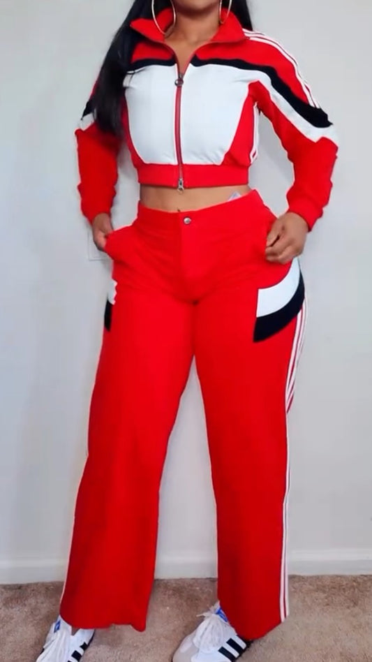 Niche Red Sports Suit Motorcycle Style