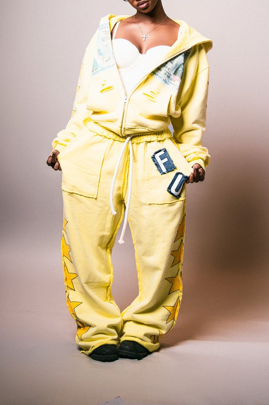Yellow Graffiti Sports Suit Hip Hop