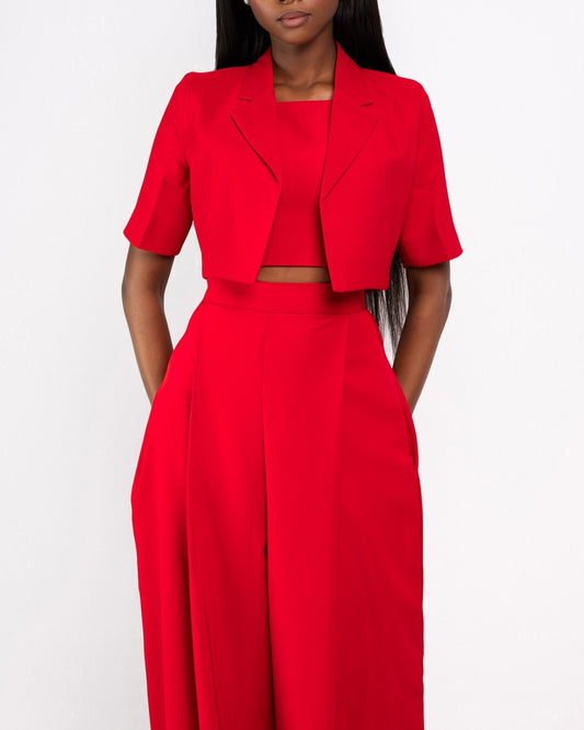 Light Luxury Red Three-piece Suit