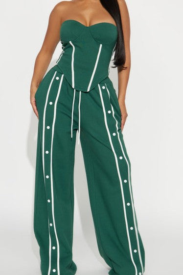 Buttoned Sweatpants Tube Top Set