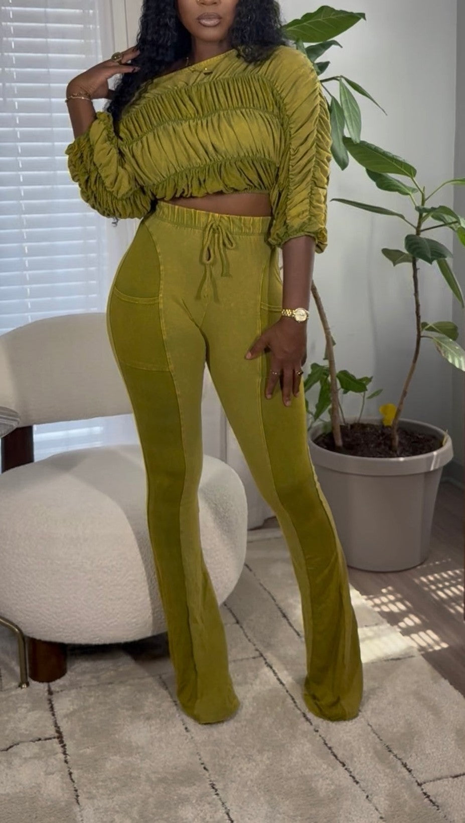 Off-shoulder Elastic Suit With Pleated Design