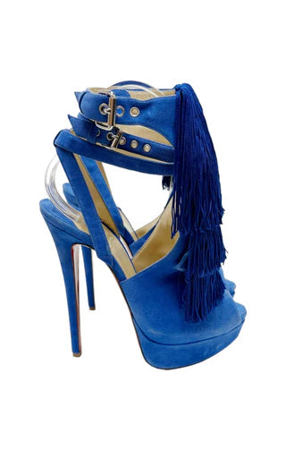Blue Tassel High Heels