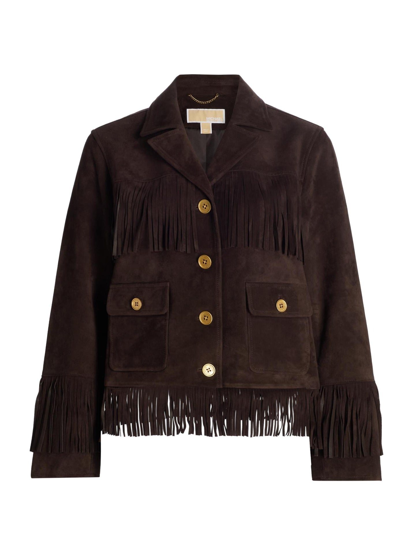 Fringe Suede Button-Front Jacket