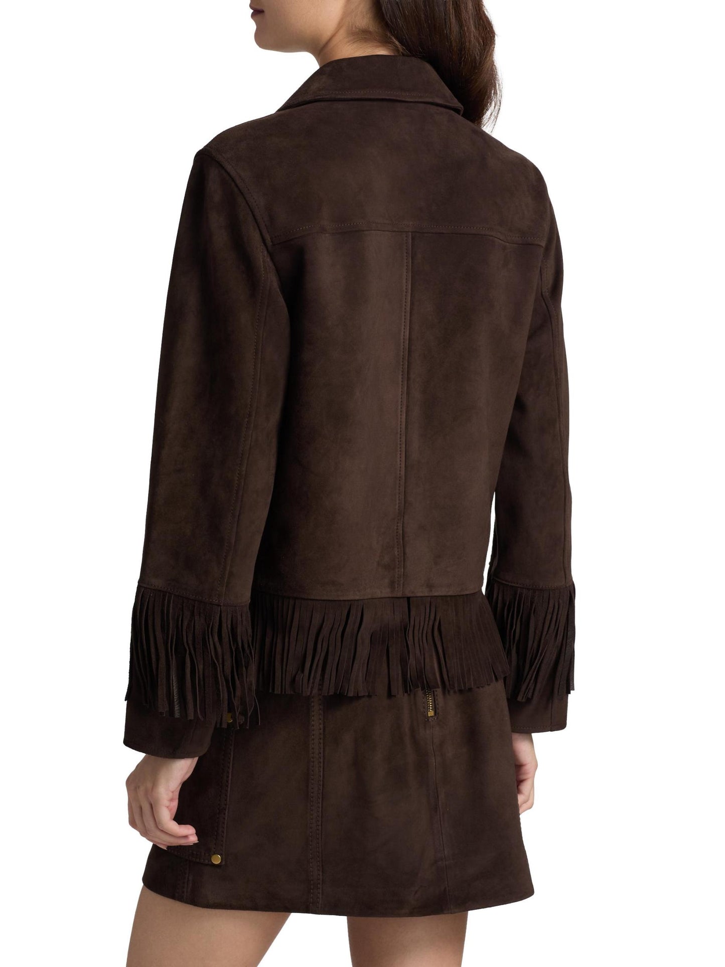 Fringe Suede Button-Front Jacket