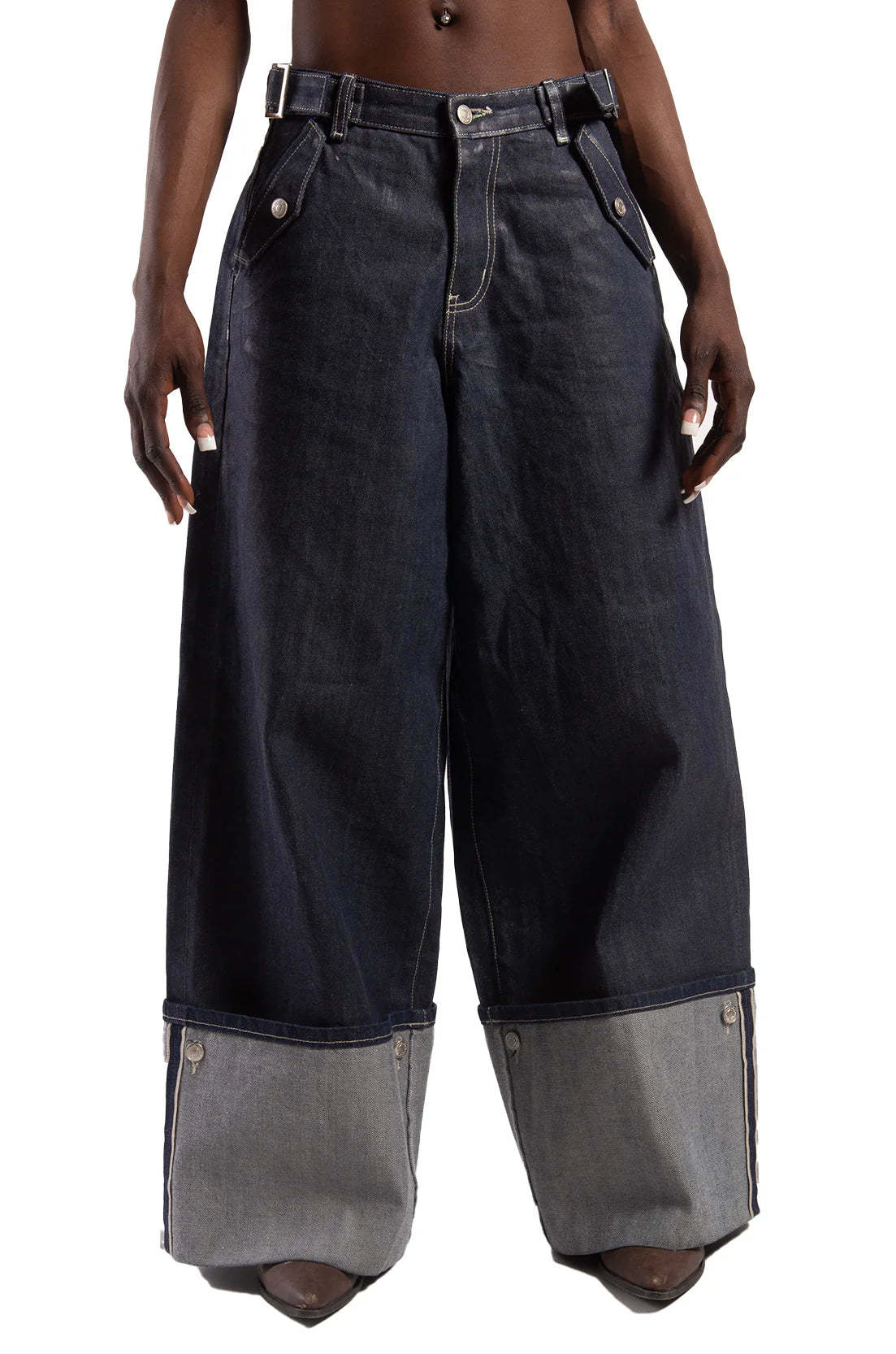 Batik Loose Two-tone Jeans