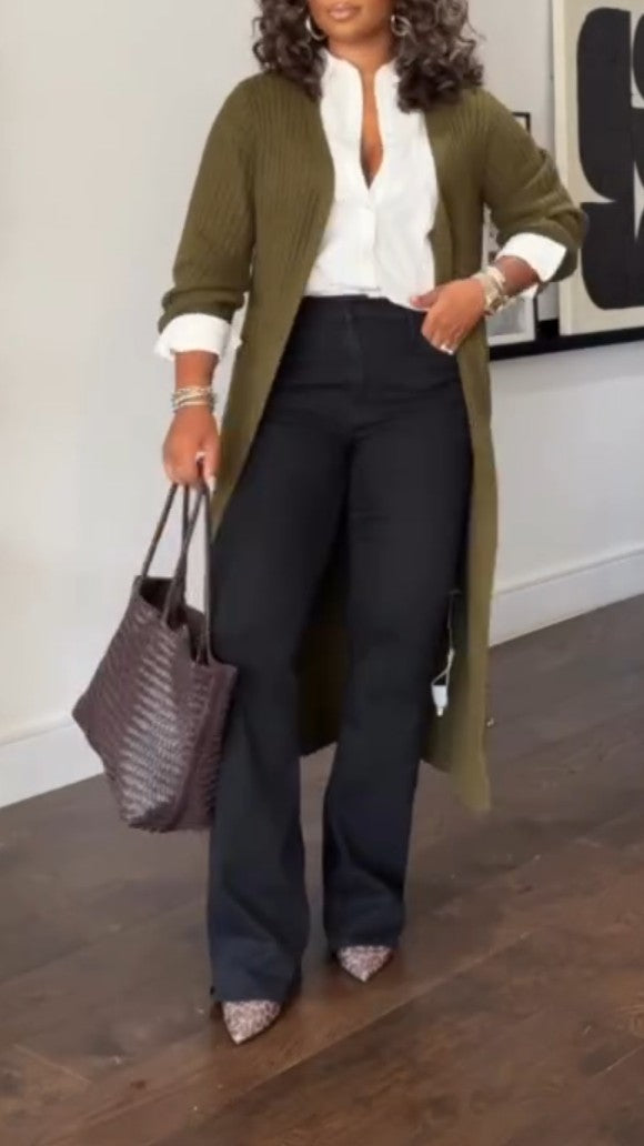 Solid Color Long Cardigan Sweater Coat