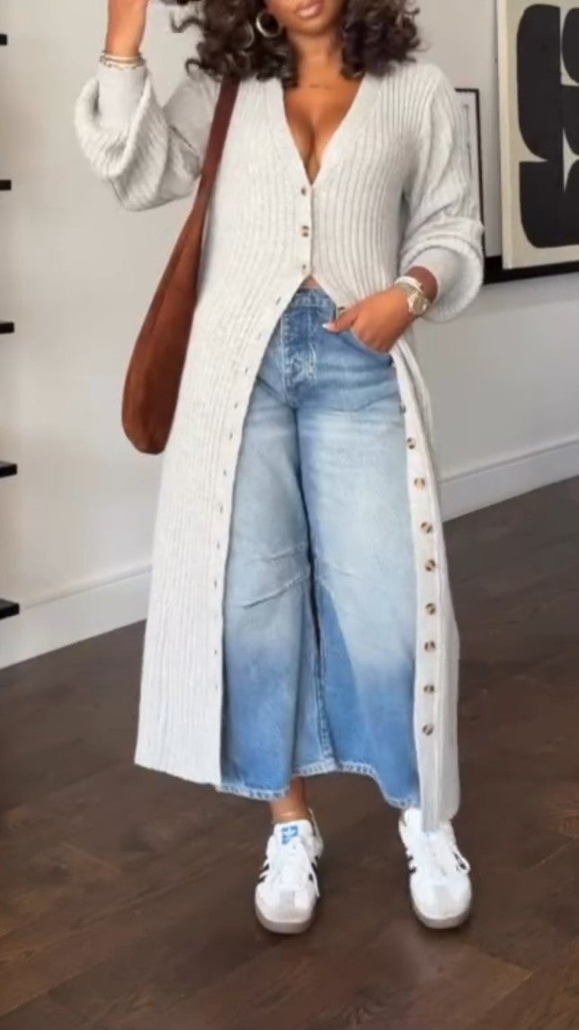 Solid Color Long Cardigan Sweater Coat