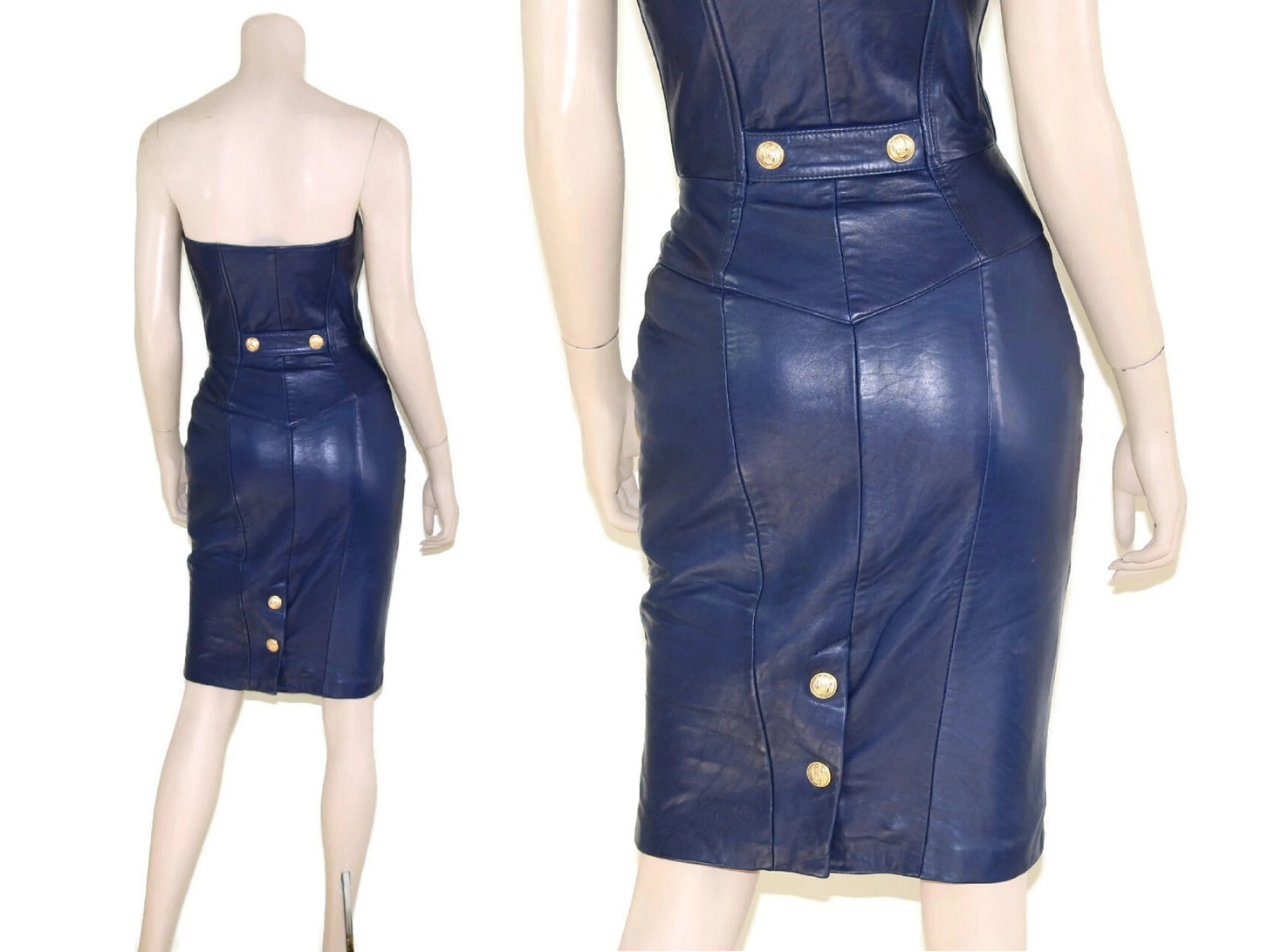 Blue North Beach Leather Military Dress